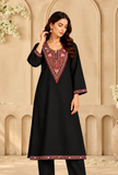 Black Cashmilon Kashmiri Embroidered Lace Phiran – Free Size