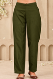 Set Of 2: Olive Green Cashmilon Kashmiri Embroidered Lace Phiran with Pant- Free Size