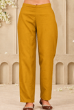 Set Of 2: Mustard Gold Cashmilon Kashmiri Embroidered Lace Phiran With Pant- Free Size