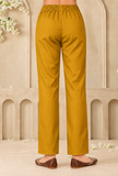 Mustard Gold Cashmilon Straight-Fit Kashmiri Embroidered Lace Pant with Pockets
