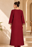 Maroon Cashmilon Kashmiri Embroidered Lace Cashmilon Phiran- Free Size