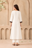 Set Of 2: Ivory Elegance Cashmilon Kashmiri Embroidered Lace Phiran with Pants- Free Size
