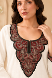 Ivory Grace Cashmilon Kashmiri Embroidered Lace Phiran- Free Size