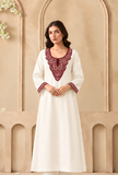 Ivory Charm Cashmilon Maroon Kashmiri Embroidered Lace Phiran- Free Size