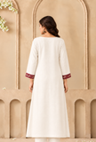 Ivory Charm Cashmilon Maroon Kashmiri Embroidered Lace Phiran- Free Size