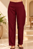 Set Of 2: Burgundy Royale Cashmilon Kashmiri Embroidered Lace Phiran with Pants-Free Size