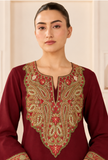 Burgundy Royale Cashmilon Kashmiri Embroidered Lace Phiran- Free Size