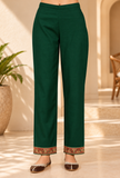 Green Cashmilon Kashmiri Embroidered Lace Straight-Fit Pants With Pockets