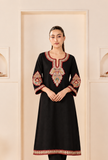Black Royale Cashmilon Kashmiri Embroidered Lace Phiran- Free Size