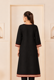 Black Royale Cashmilon Kashmiri Embroidered Lace Phiran- Free Size