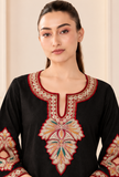 Black Royale Cashmilon Kashmiri Embroidered Lace Phiran- Free Size