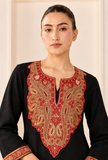 Noir Cashmilon Kashmiri Embroidered Lace  Phiran- Free Size