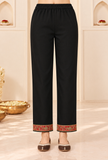 Noir Cashmilon Kashmiri Embroidered Lace Pant With Pockets