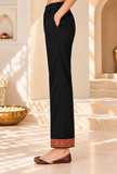 Noir Cashmilon Kashmiri Embroidered Lace Pant With Pockets