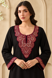 Set Of 2: Midnight Cashmilon Kashmiri Embroidered Lace Phiran With Pant- Free Size