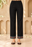 Midnight Teal Cashmilon Kashmiri Embroidered Lace Pant With Pockets