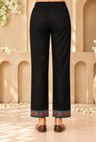 Midnight Teal Cashmilon Kashmiri Embroidered Lace Pant With Pockets