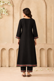 Set Of 2: Midnight Paisley Cashmilon Kashmiri Embroidered Lace Phiran With Pant- Free Size