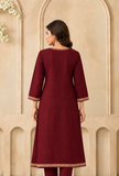Burgundy Regal Cashmilon Kashmiri Phiran- Free Size