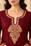Burgundy Regal Cashmilon Kashmiri Phiran- Free Size