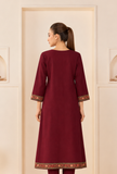 Maroon Heritage Cashmilon Embroidered Lace Phiran- Free Size