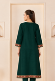 Emerald Cashmilon Kashmiri Embroidered Lace Heritage V-Neck Phiran- Free Size