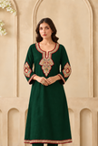 Emerald Cashmilon Kashmiri Royal Embroidered Lace Phiran- Free Size