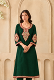 Emerald Cashmilon Kashmiri Royal Embroidered Lace Phiran- Free Size