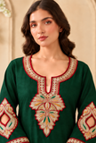 Emerald Cashmilon Kashmiri Royal Embroidered Lace Phiran- Free Size