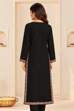 Noor Black Cashmilon Kashmiri Embroidered Lace Phiran - Free Size