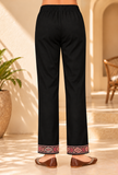 Noor Black Cashmilon Kashmiri Embroidered Lace Pants With Pockets