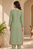 Noor Sage Green Cashmilon Kashmiri Embroidered Lace Phiran - Free Size