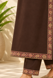 Set of 2: Mahogany Brown Cashmilon Kashmiri Embroidered Lace Phiran & Pant Set - Free Size