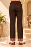 Set of 2: Mahogany Brown Cashmilon Kashmiri Embroidered Lace Phiran & Pant Set - Free Size