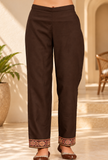 Mahogany Brown Cashmilon Kashmiri Embroidered Lace Pants With Pockets