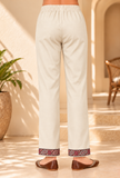 Set of 2: Ivory Cashmilon Kashmiri Embroidered Lace Phiran & Pant Set - Free Size