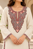 Ivory Cashmilon Kashmiri Embroidered Lace Phiran - Free Size