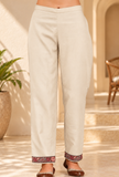 Ivory Cashmilon Kashmiri Embroidered Lace Pants With Pockets