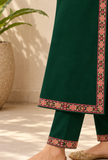 Set of 2: Emerald Green Cashmilon Kashmiri Embroidered Lace Phiran & Pant Set - Free Size