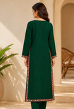 Emerald Green Cashmilon Kashmiri Embroidered Lace Phiran - Free Size