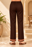 Set of 2: Chocolate Brown Cashmilon Kashmiri Embroidered Lace Phiran & Pant Set - Free Size