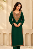 Dark Green Cashmilon Kashmiri Embroidered Lace Phiran - Free Size