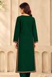 Dark Green Cashmilon Kashmiri Embroidered Lace Phiran - Free Size