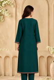 Teal Green Cashmilon Kashmiri Embroidered Lace Phiran - Free Size