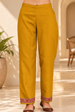 Set of 2: Noor Mustard Gold Cashmilon Kashmiri Embroidered Lace Phiran & Pant Set - Free Size