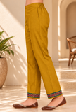 Set of 2: Zariya Sunehri Mustard Cashmilon Kashmiri Embroidered Lace Phiran & Pant Set - Free Size