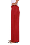 Bright Red Cotton Linen Palazzo Pants