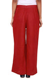 Bright Red Cotton Linen Palazzo Pants