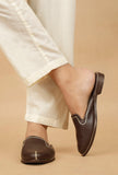 Tan Brown Cruelty Free Leather Slider Jutti- For Men