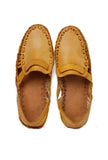 Beige Tan Pure Leather Loafers- For Men